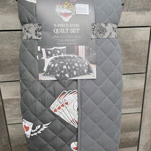 Ed Hardy KING Black Cards and Dice 3 Piece Quilt Set